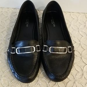 Coach Black Leather Flats, Size 6.5